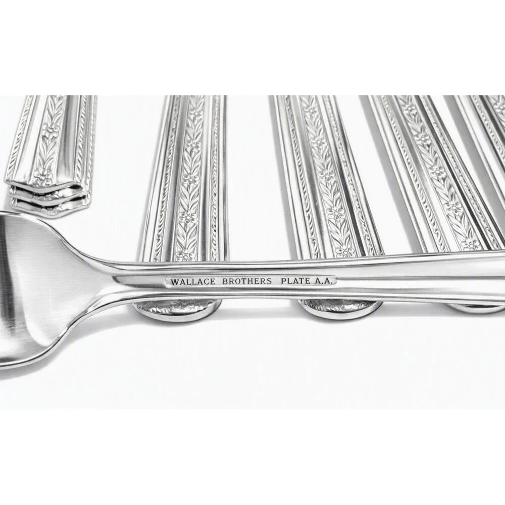 Vintage Set 11 Pieces Wallace Brothers Roseanne Silver Plate AA Flatware 1938